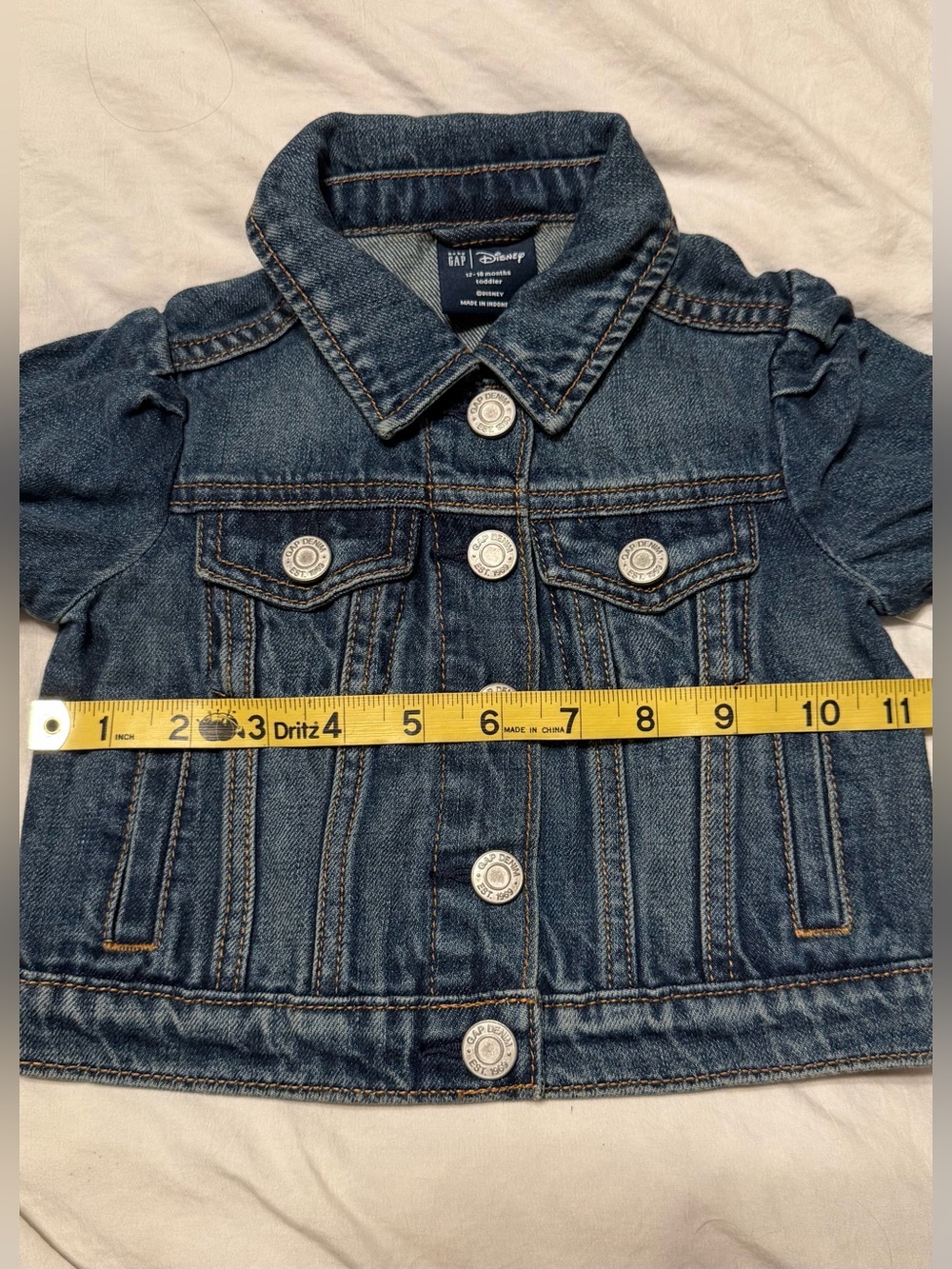 NEW Baby Gap Disney Appliquéd Minnie Mouse Jean Jacket Toddler Girl Size 12-18 M - Picture 11 of 16